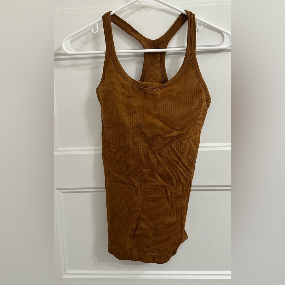 Brown Ribbed Women's Tank Top